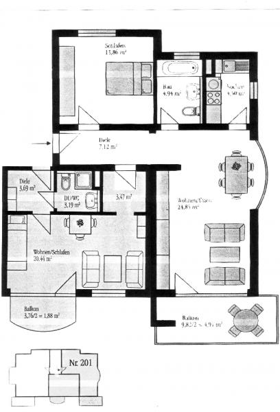 Grundriss der Wohnung (Planung)